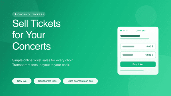 Online-Ticketverkauf für Konzerte: Jetzt für jeden Chor in Chorilo