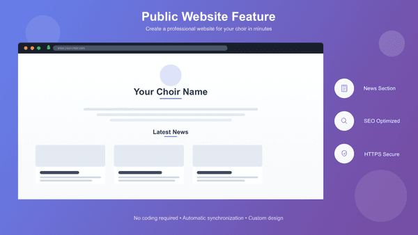 Ihre eigene öffentliche Website für Ihren Chor