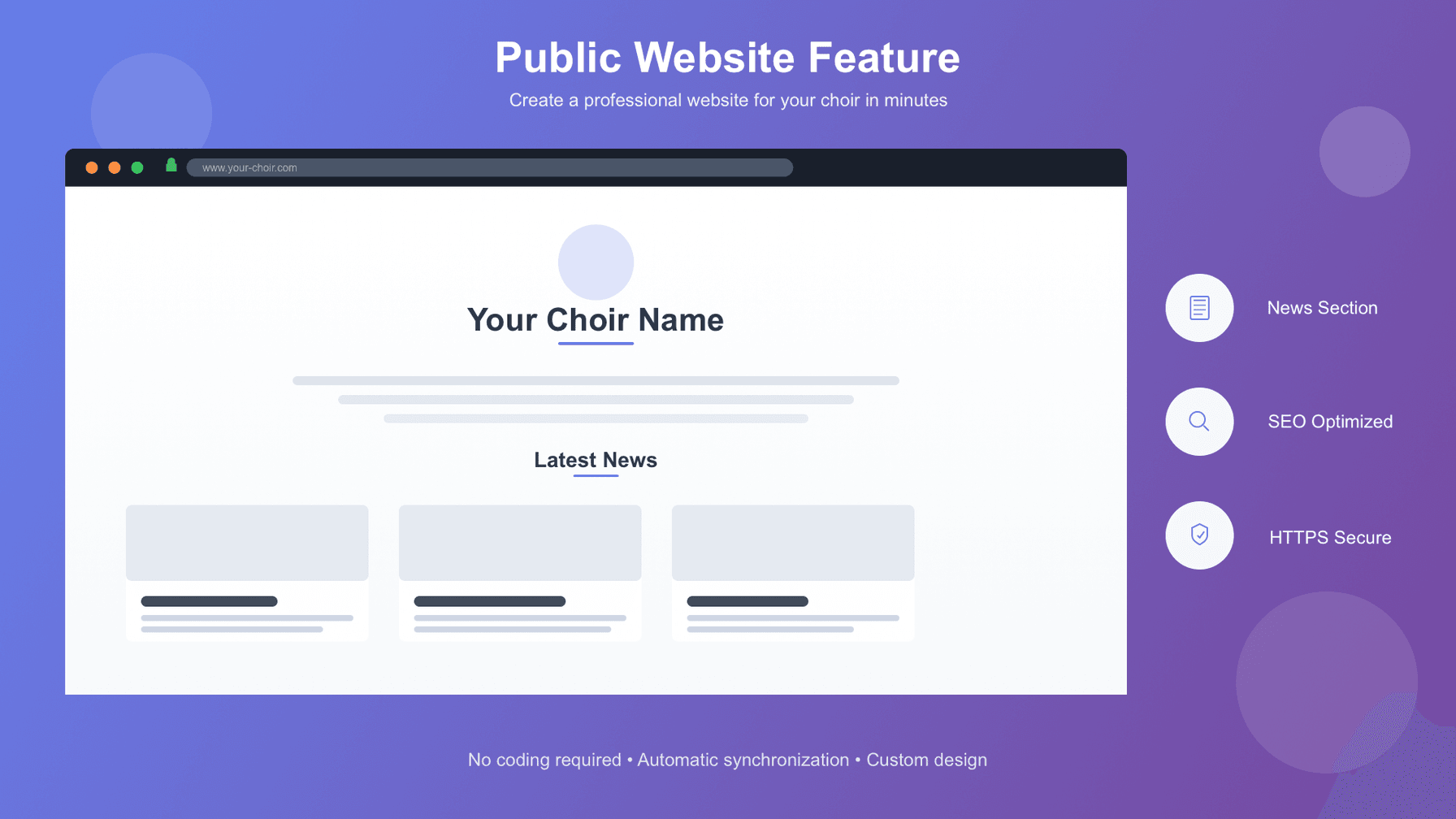 Ihre eigene öffentliche Website für Ihren Chor